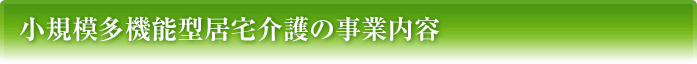 小規模多機能型居宅介護の事業内容